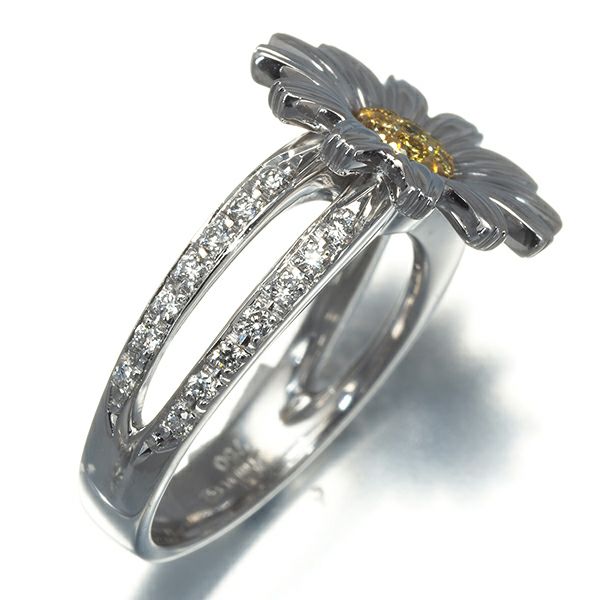 アンブローズ リング イエロー&クリアダイヤ 0.20ct/0.09ct  フラワー 10号 K18WG/YG 