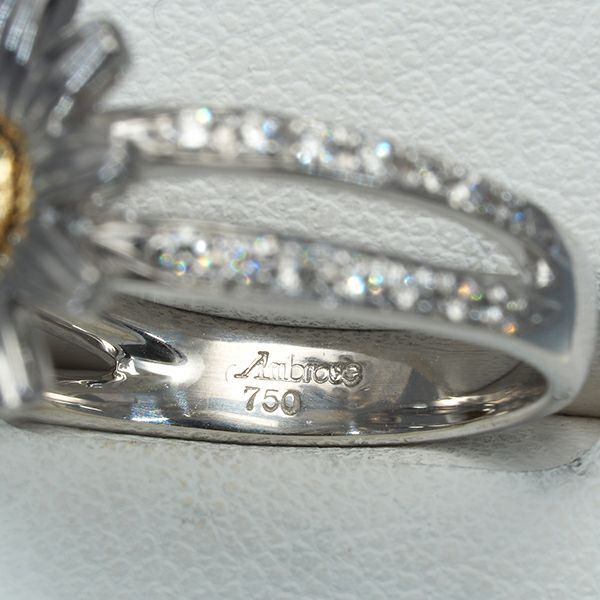 アンブローズ リング イエロー&クリアダイヤ 0.20ct/0.09ct  フラワー 10号 K18WG/YG 