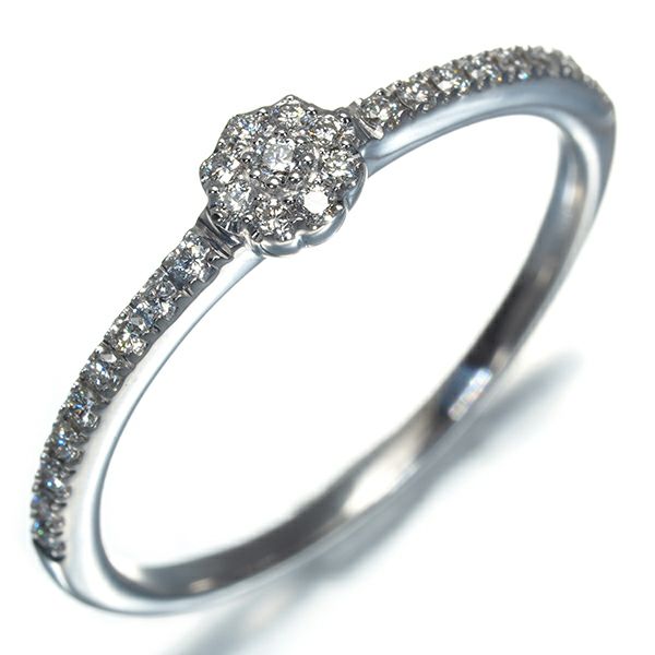 ベルシオラ リング ダイヤ 0.14ct  フラワー 12号 K18WG 