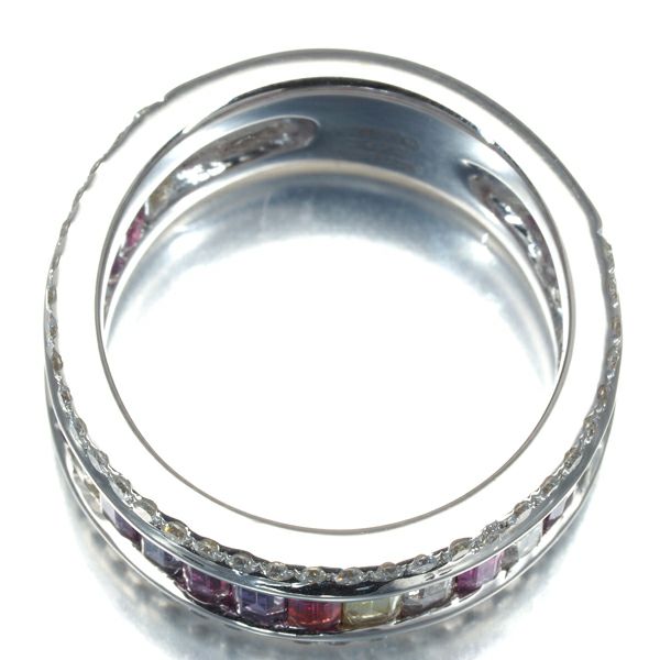サファイア 3.23ct ダイヤ 0.57ct マルチカラー 2種カット  リング K18WG 鑑別書