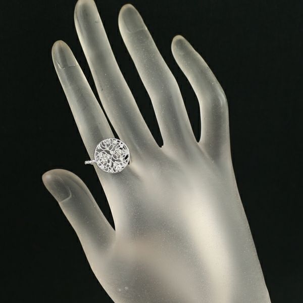 ダイヤ 0.48ct 透かし ミルグレイン ウェーブ  リング Pt900 