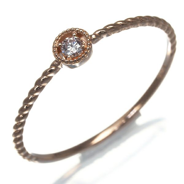 ピンクダイヤ 0.03ct 一粒  リング K18PG ソーティング