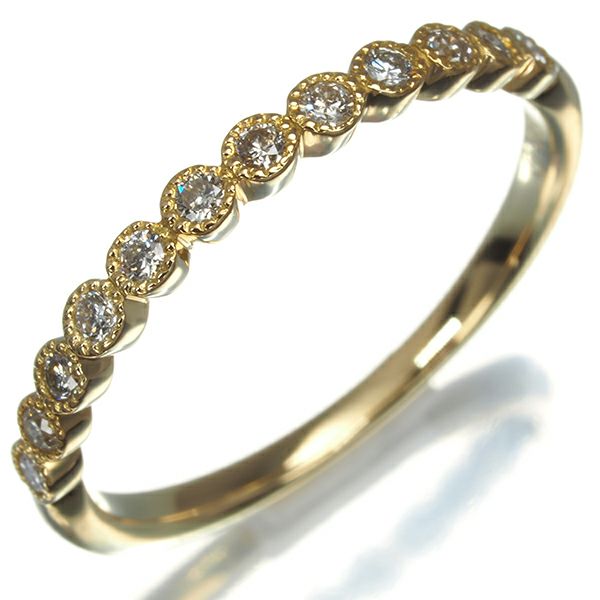 ダイヤ 0.18ct ミルグレイン  リング K18YG 