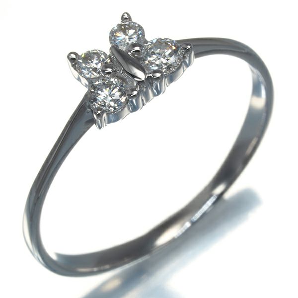 ダイヤ 0.20ct バタフライ アニマル  リング K18WG 