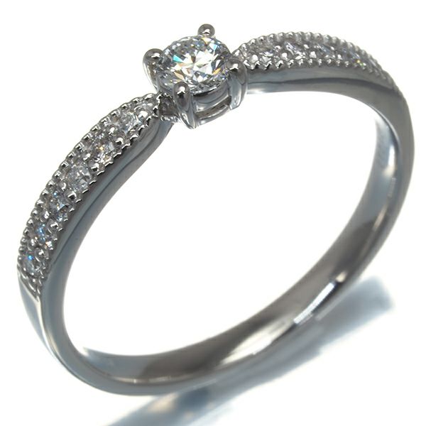 ダイヤ 0.132ct/0.13ct ミルグレイン  リング Pt900 