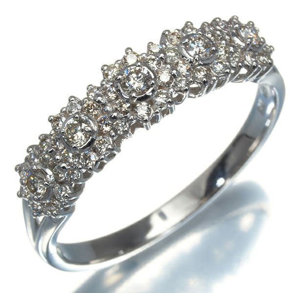 ダイヤ 0.40ct フラワー  リング K18WG 