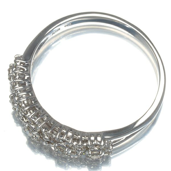 ダイヤ 0.40ct フラワー  リング K18WG 