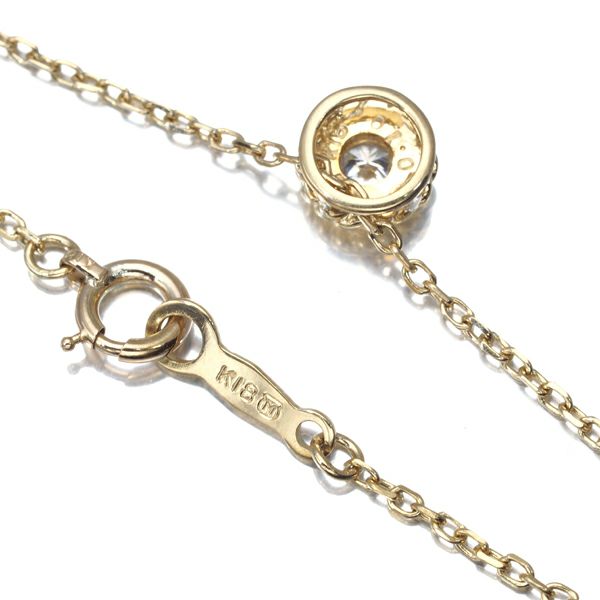 ミキモト ネックレス ダイヤ 0.10ct 一粒  ツイストサークル K18YG 