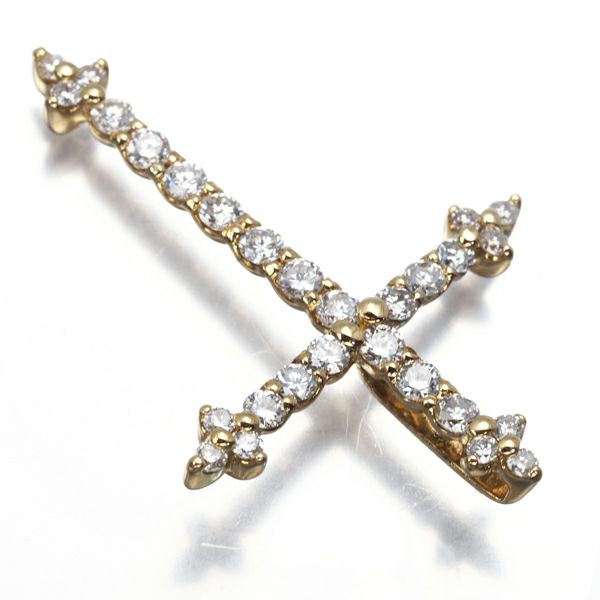 ダイヤ 0.50ct クロス  ペンダントトップ K18YG 