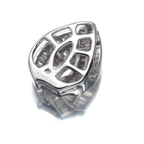 ダイヤ  0.22ct バゲットカット 透かし ペンダントトップ K18WG 