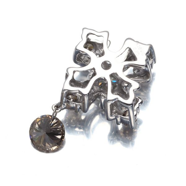 ブラウン&クリア ダイヤ 0.25ct クロス  ペンダントトップ K18WG 