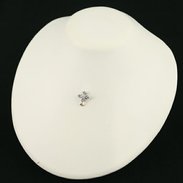 ブラウン&クリア ダイヤ 0.25ct クロス  ペンダントトップ K18WG 