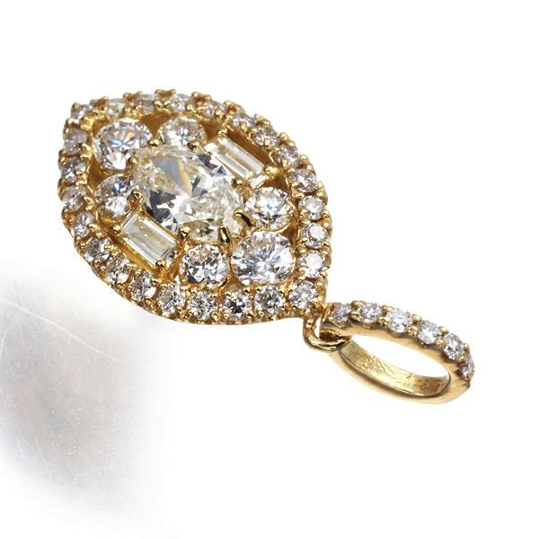 ダイヤ 0.16ct/0.34ct 3種カット  ペンダントトップ K18YG 