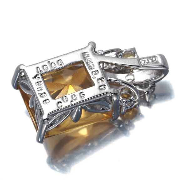 シトリン 3.20ct  ダイヤ 0.07ct ペンダントトップ K18WG 