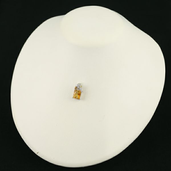 シトリン 3.20ct  ダイヤ 0.07ct ペンダントトップ K18WG 