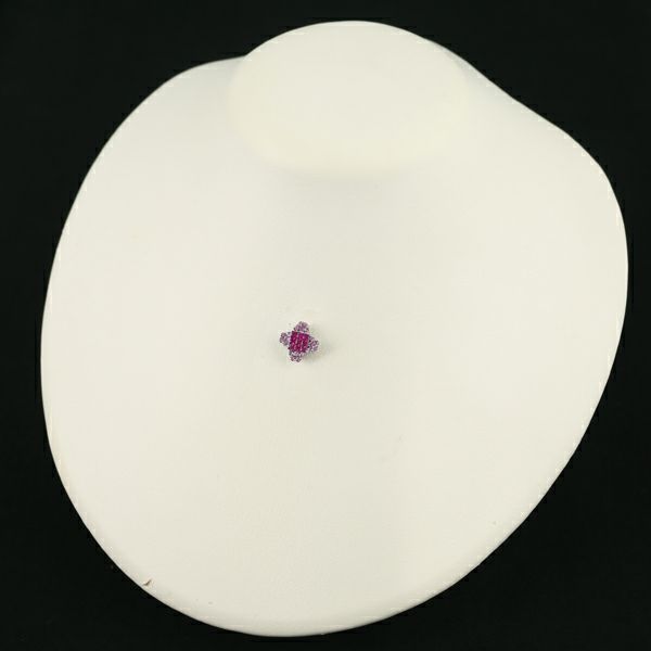 ピンクサファイア 0.33ct ルビー 0.34ct  ミステリーセッティング ペンダントトップ K18WG 