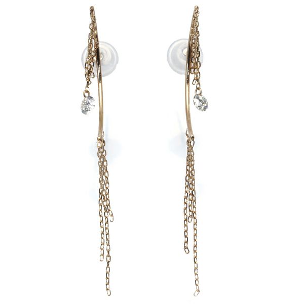 ダイヤ 0.07ct/0.07ct チェーン  ピアス K10YG 