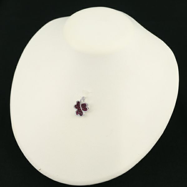 ルビー 1.02ct ダイヤ 0.28ct  リーフ フラワー ペンダントトップ K18WG/ブラックコーティング