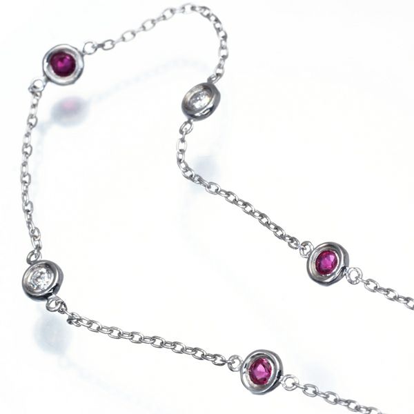 ルビー 0.24ct ダイヤ 0.09ct ステーション   ブレスレット K18WG 