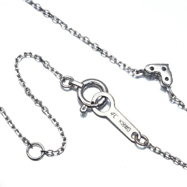 4℃ ネックレス ダイヤ  3P プチハート K18WG 