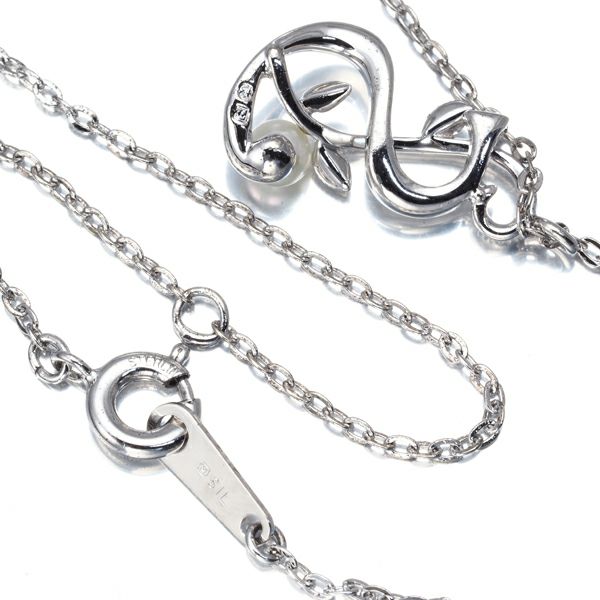 ミキモト ネックレス ベビーパール 淡水真珠 3.8mm アルファベット イニシャル S リーフ シルバー