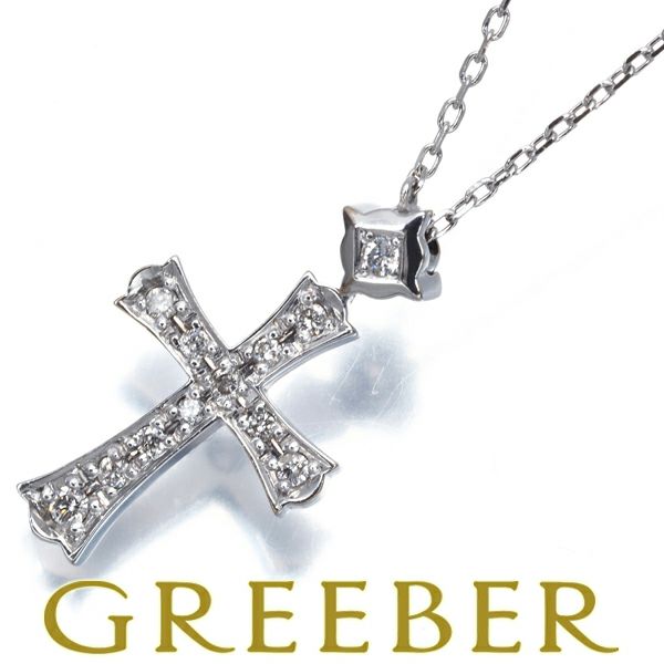 ヴァンドーム ネックレス ダイヤ 0.11ct  クロス リバーシブル K18WG 