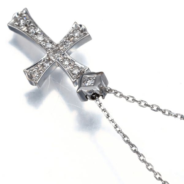 ヴァンドーム ネックレス ダイヤ 0.11ct  クロス リバーシブル K18WG 