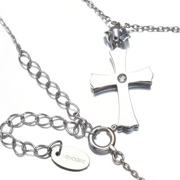 ヴァンドーム ネックレス ダイヤ 0.11ct  クロス リバーシブル K18WG 