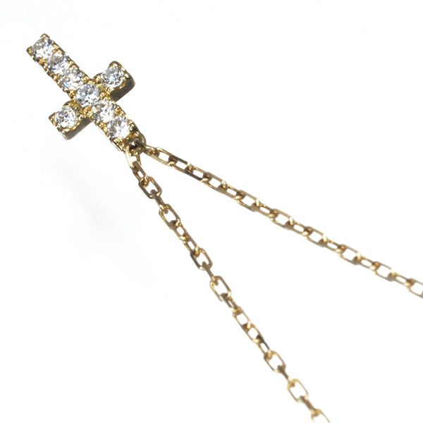アーカー ネックレス ダイヤ 0.05ct クロスパヴェ  K18YG 