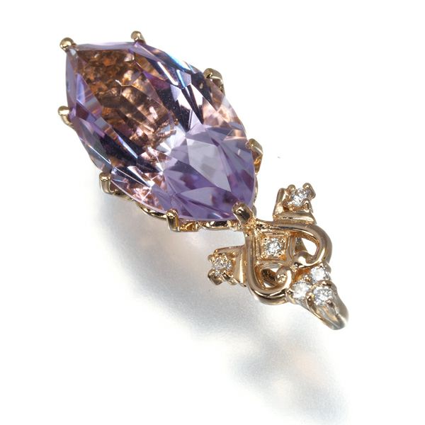 ジュステラ ペンダントトップ アメジスト ダイヤ 0.06ct 石垣順子  K18PG 