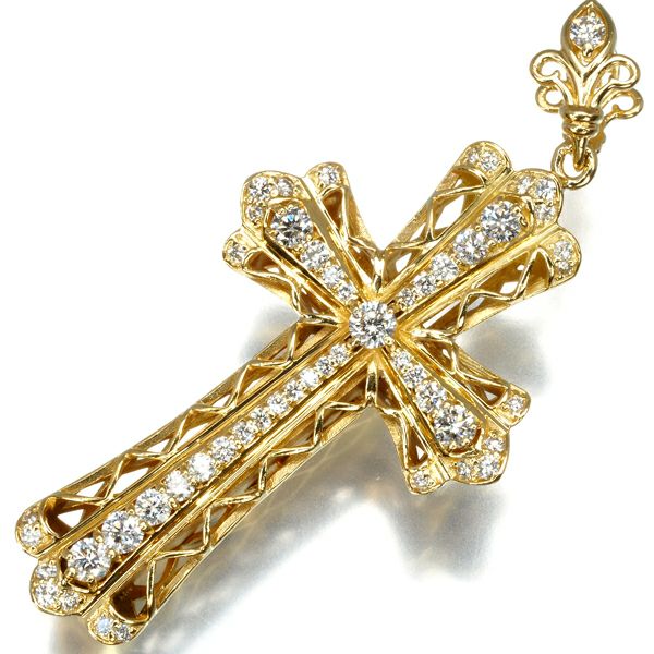 ゆきざき ペンダントトップ ダイヤ 0.80ct ヨビコ クロス K18YG 