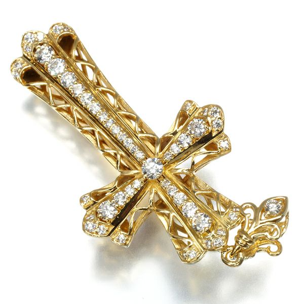 ゆきざき ペンダントトップ ダイヤ 0.80ct ヨビコ クロス K18YG 