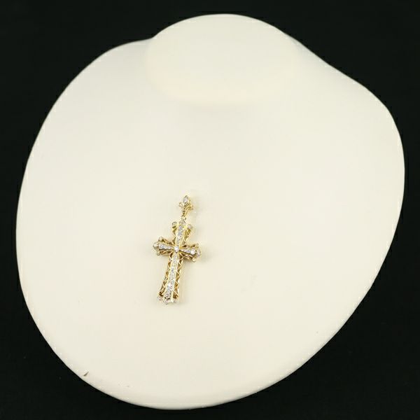 ゆきざき ペンダントトップ ダイヤ 0.80ct ヨビコ クロス K18YG 