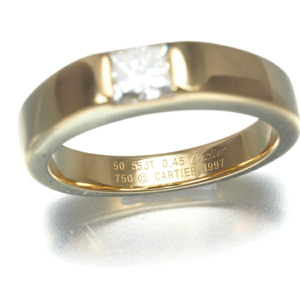 カルティエ リング ダイヤ 0.45ct タンク 50号 K18YG 保証書