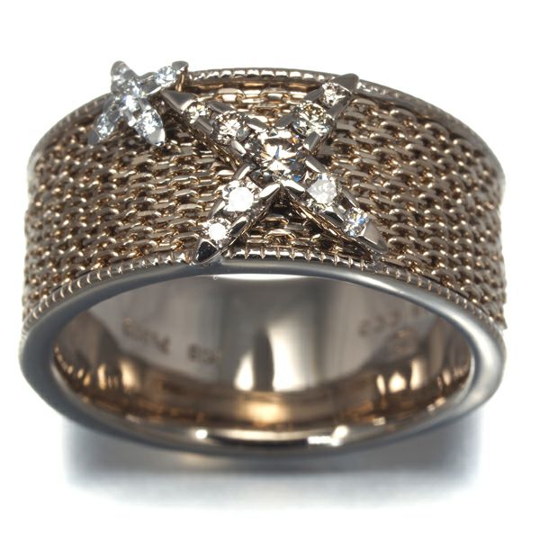 カシケイ リング ダイヤ 0.18ct/0.03ct ネイキッド 14号 K18BG/Pt900 