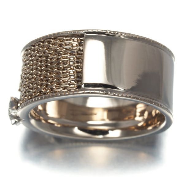 カシケイ リング ダイヤ 0.18ct/0.03ct ネイキッド 14号 K18BG/Pt900 