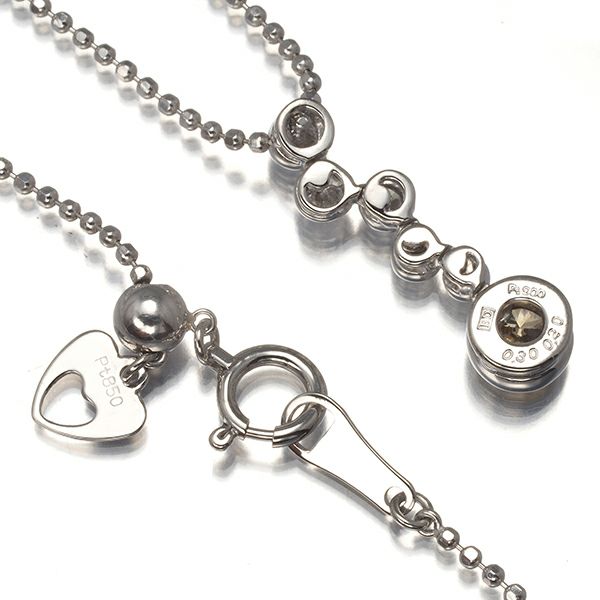 カシケイ ネックレス ブラウン&クリア ダイヤ 0.30ct/0.20ct ベゼル  Pt900/Pt850 