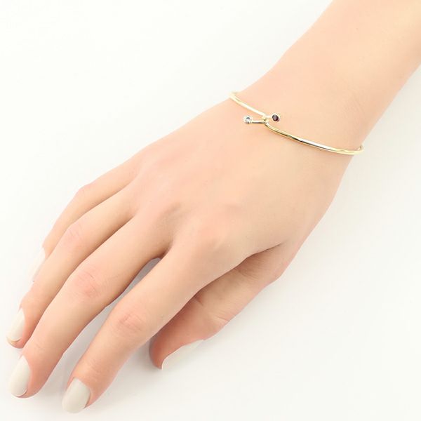ティファニー ブレスレット ルビー ダイヤ ダブルフック バングル K18YG 