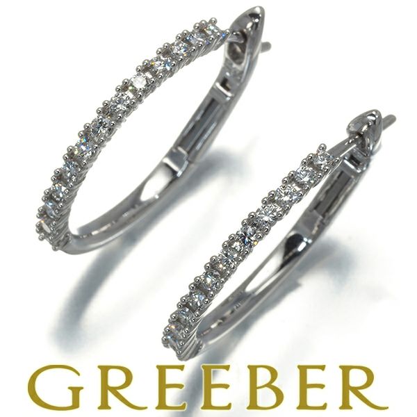 タサキ ピアス ダイヤ 0.17ct/0.17ct  フープ K18WG 