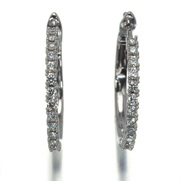 タサキ ピアス ダイヤ 0.17ct/0.17ct  フープ K18WG 