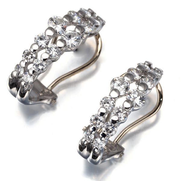 ダイヤ 0.50ct/0.50ct フープ  ピアス Pt900/K14WG