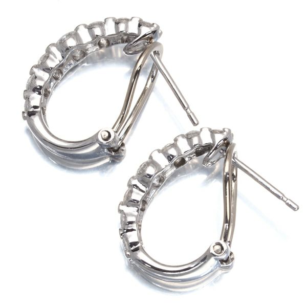 ダイヤ 0.50ct/0.50ct フープ  ピアス Pt900/K14WG