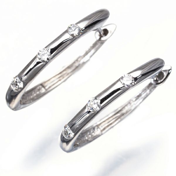 ダイヤ 0.10ct/0.10ct フープ  ピアス Pt900 