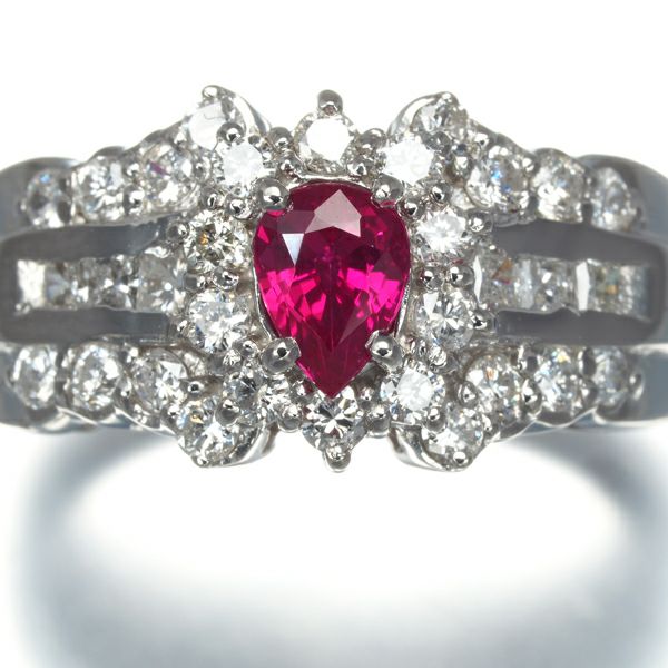 ルビー 0.45ct ダイヤ 0.63ct 2種カット クラシック  リング Pt900 ソーティング