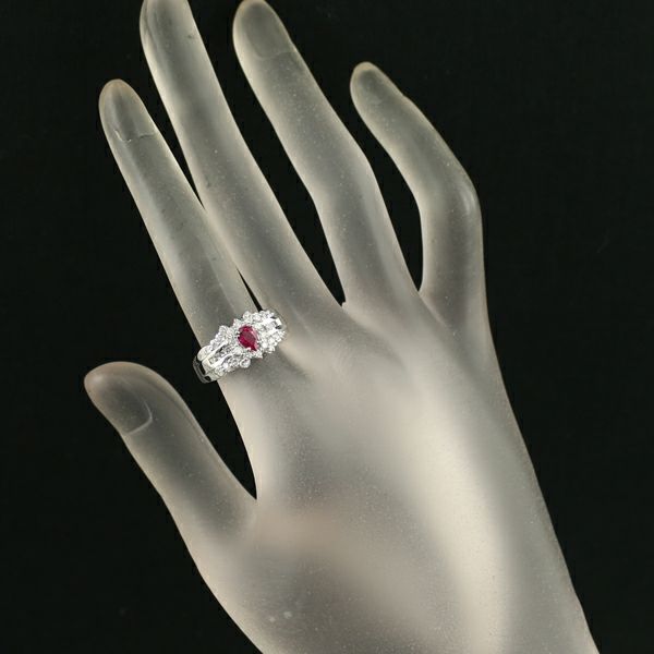 ルビー 0.45ct ダイヤ 0.63ct 2種カット クラシック  リング Pt900 ソーティング