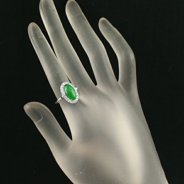 上質 ミキモト リング 翡翠 2.44ct ダイヤ  クラシック 11号 Pm ソーティング