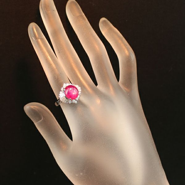 スタールビー 6.43ct ダイヤ 0.91ct クラシック  リング Pt900 ソーティング