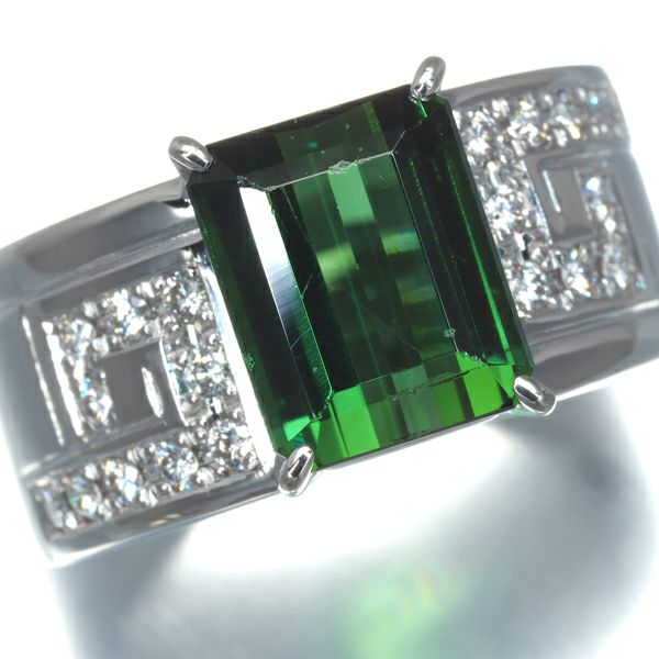 タサキ リング グリーントルマリン 4.04ct ダイヤ 0.28ct  13.5号 Pt900 