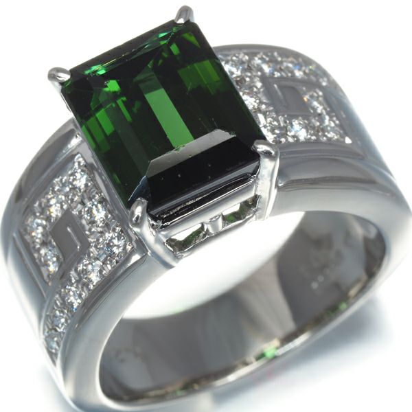 タサキ リング グリーントルマリン 4.04ct ダイヤ 0.28ct  13.5号 Pt900 