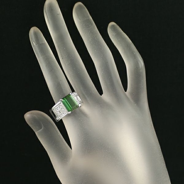 タサキ リング グリーントルマリン 4.04ct ダイヤ 0.28ct  13.5号 Pt900 